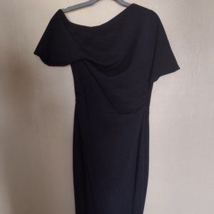 Off Shoulder Black Midi Dress